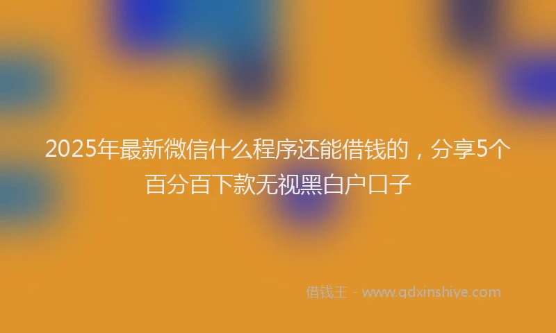 2025年最新微信什么程序还能借钱的，分享5个百分百下款无视黑白户口子