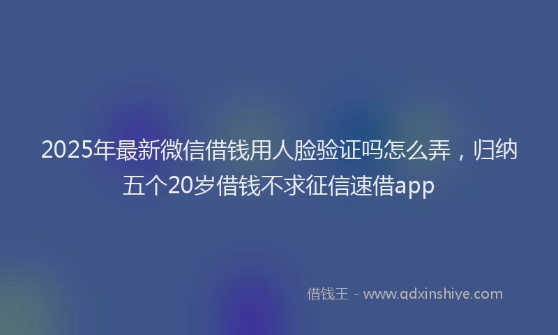 2025年最新微信借钱用人脸验证吗怎么弄，归纳五个20岁借钱不求征信速借app