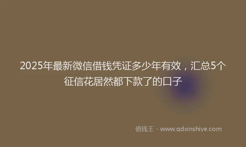 2025年最新微信借钱凭证多少年有效，汇总5个征信花居然都下款了的口子