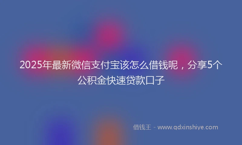2025年最新微信支付宝该怎么借钱呢，分享5个公积金快速贷款口子