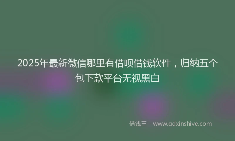 2025年最新微信哪里有借呗借钱软件，归纳五个包下款平台无视黑白