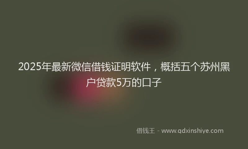 2025年最新微信借钱证明软件，概括五个苏州黑户贷款5万的口子
