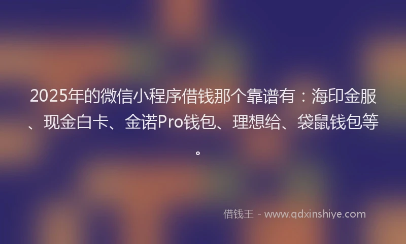 2025年的微信小程序借钱那个靠谱有：海印金服、现金白卡、金诺Pro钱包、理想给、袋鼠钱包等。