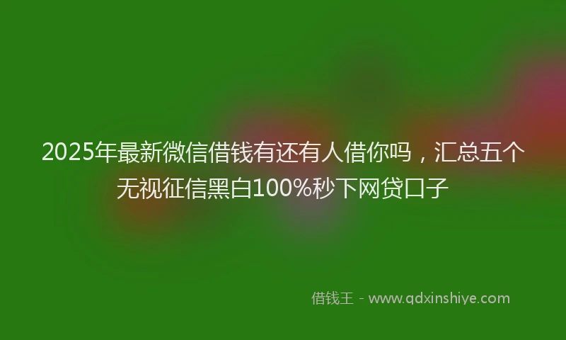 2025年最新微信借钱有还有人借你吗，汇总五个无视征信黑白100%秒下网贷口子