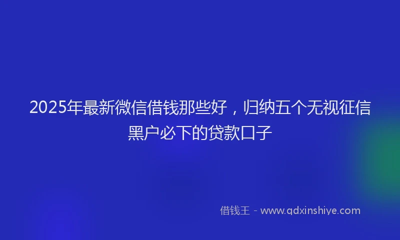 2025年最新微信借钱那些好，归纳五个无视征信黑户必下的贷款口子