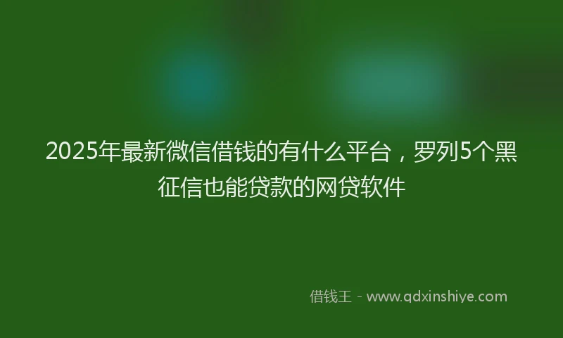 2025年最新微信借钱的有什么平台，罗列5个黑征信也能贷款的网贷软件