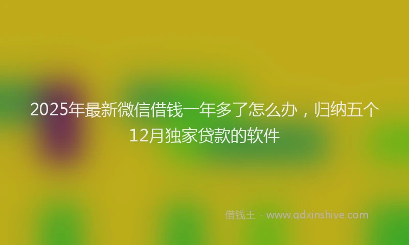 2025年最新微信借钱一年多了怎么办，归纳五个12月独家贷款的软件