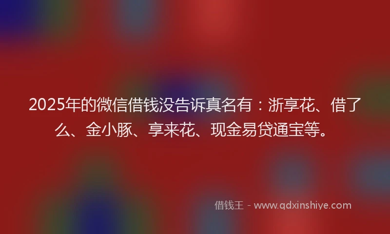 2025年的微信借钱没告诉真名有：浙享花、借了么、金小豚、享来花、现金易贷通宝等。