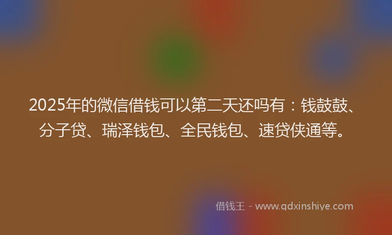 2025年的微信借钱可以第二天还吗有：钱鼓鼓、分子贷、瑞泽钱包、全民钱包、速贷侠通等。