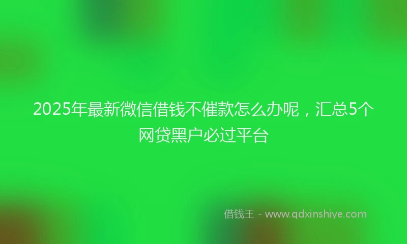 2025年最新微信借钱不催款怎么办呢，汇总5个网贷黑户必过平台