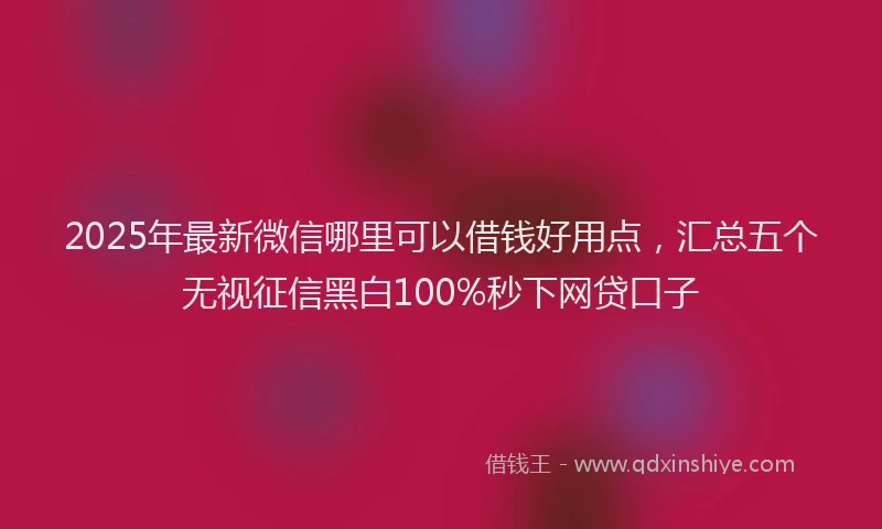 2025年最新微信哪里可以借钱好用点，汇总五个无视征信黑白100%秒下网贷口子