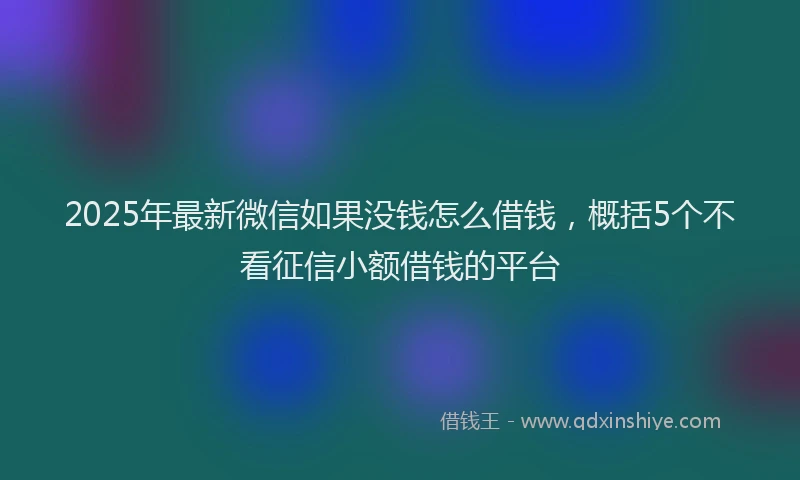 2025年最新微信如果没钱怎么借钱，概括5个不看征信小额借钱的平台