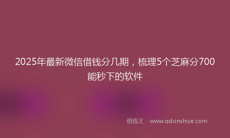 2025年最新微信借钱分几期，梳理5个芝麻分700能秒下的软件