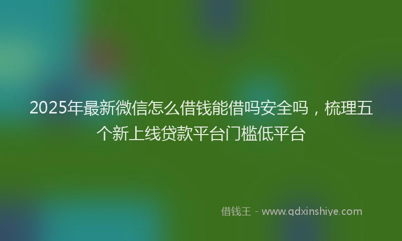 2025年最新微信怎么借钱能借吗安全吗，梳理五个新上线贷款平台门槛低平台