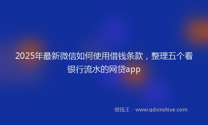 2025年最新微信如何使用借钱条款，整理五个看银行流水的网贷app