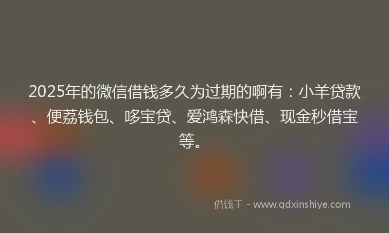 2025年的微信借钱多久为过期的啊有：小羊贷款、便荔钱包、哆宝贷、爱鸿森快借、现金秒借宝等。