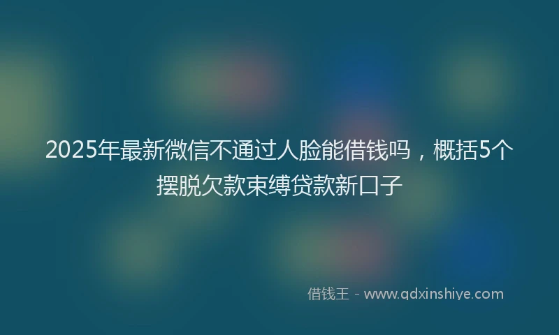 2025年最新微信不通过人脸能借钱吗，概括5个摆脱欠款束缚贷款新口子