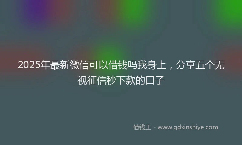 2025年最新微信可以借钱吗我身上，分享五个无视征信秒下款的口子