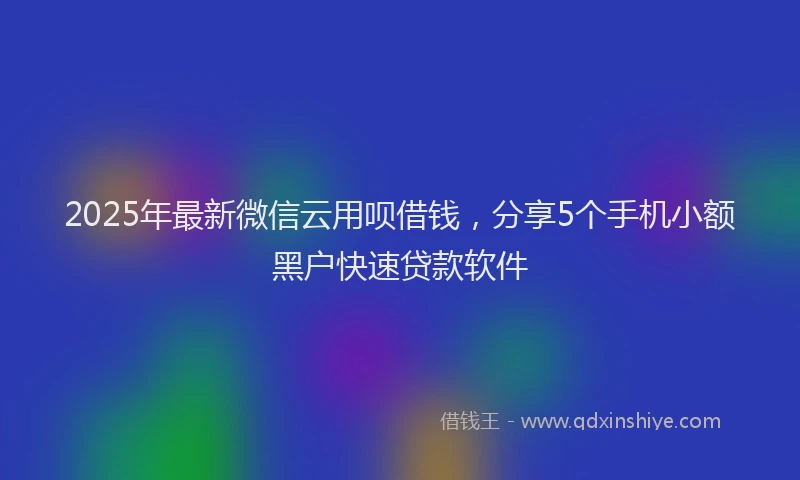 2025年最新微信云用呗借钱，分享5个手机小额黑户快速贷款软件