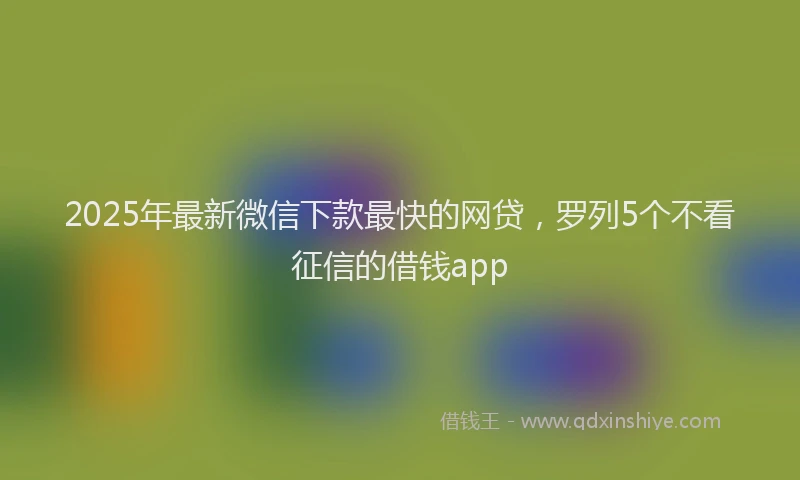 2025年最新微信下款最快的网贷，罗列5个不看征信的借钱app