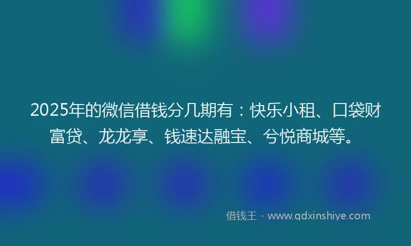 2025年的微信借钱分几期有：快乐小租、口袋财富贷、龙龙享、钱速达融宝、兮悦商城等。