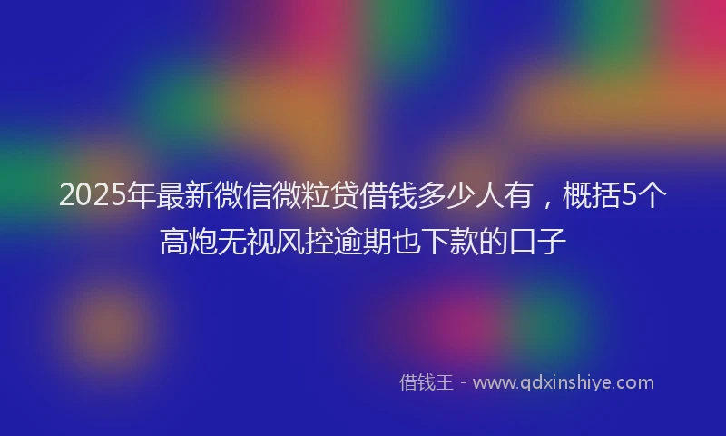 2025年最新微信微粒贷借钱多少人有，概括5个高炮无视风控逾期也下款的口子