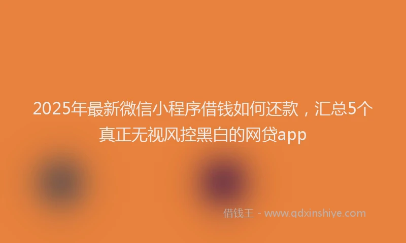2025年最新微信小程序借钱如何还款，汇总5个真正无视风控黑白的网贷app