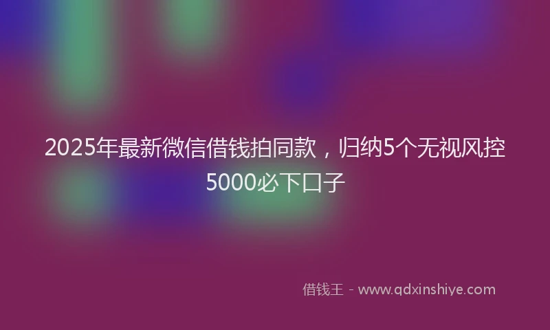 2025年最新微信借钱拍同款，归纳5个无视风控5000必下口子