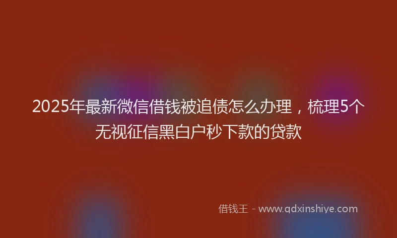 2025年最新微信借钱被追债怎么办理，梳理5个无视征信黑白户秒下款的贷款