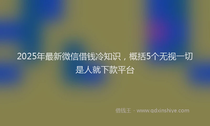 2025年最新微信借钱冷知识，概括5个无视一切是人就下款平台