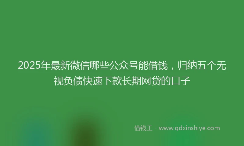 2025年最新微信哪些公众号能借钱，归纳五个无视负债快速下款长期网贷的口子