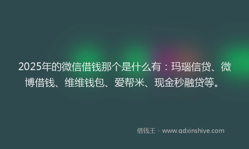 2025年的微信借钱那个是什么有：玛瑙信贷、微博借钱、维维钱包、爱帮米、现金秒融贷等。
