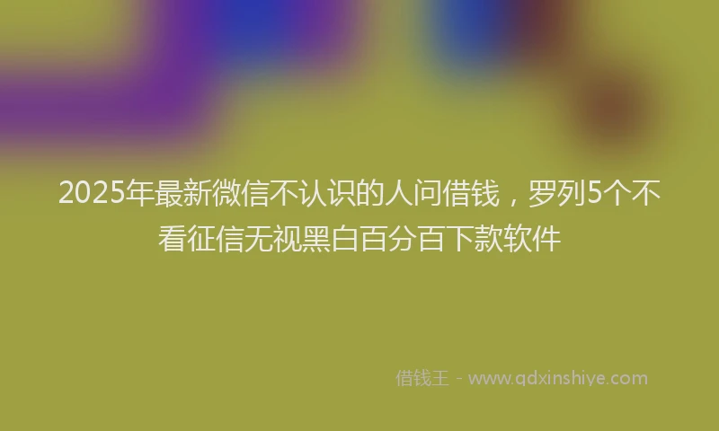 2025年最新微信不认识的人问借钱，罗列5个不看征信无视黑白百分百下款软件