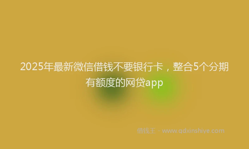 2025年最新微信借钱不要银行卡，整合5个分期有额度的网贷app