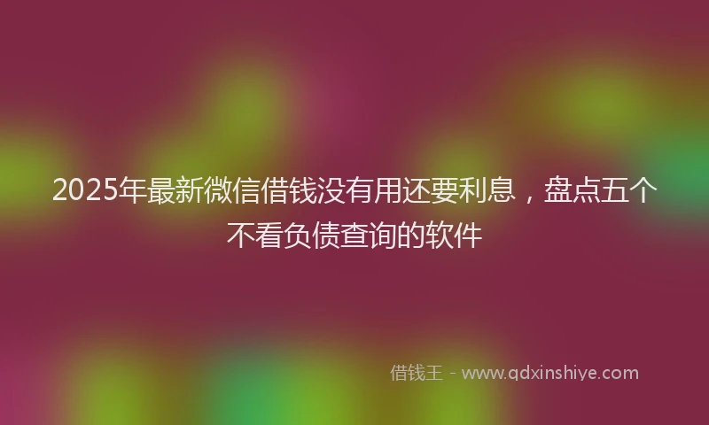 2025年最新微信借钱没有用还要利息，盘点五个不看负债查询的软件