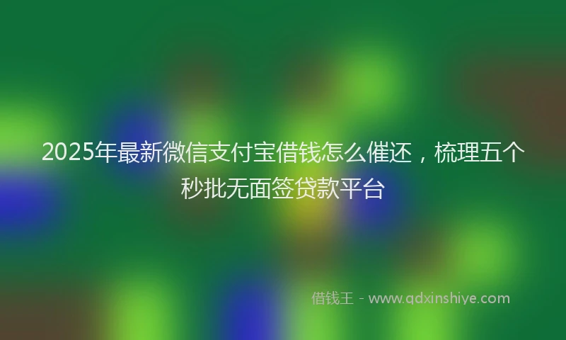 2025年最新微信支付宝借钱怎么催还，梳理五个秒批无面签贷款平台