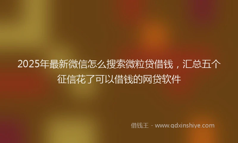 2025年最新微信怎么搜索微粒贷借钱，汇总五个征信花了可以借钱的网贷软件