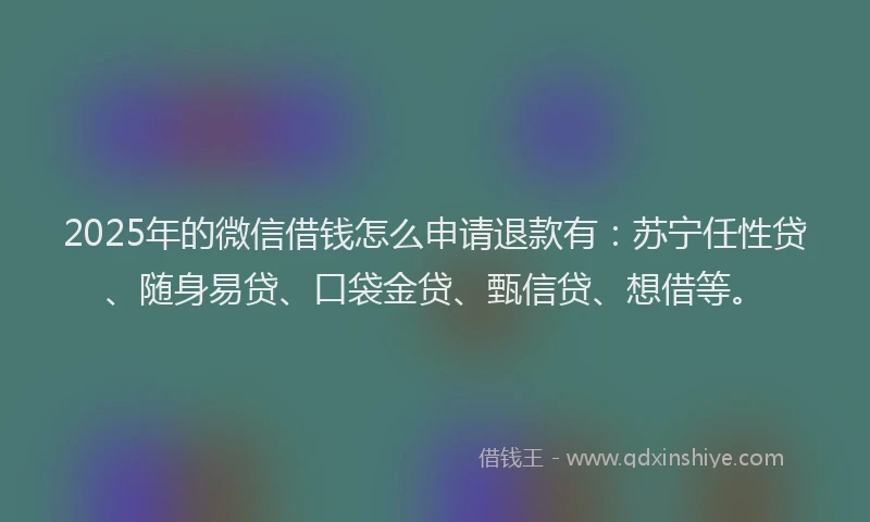 2025年的微信借钱怎么申请退款有：苏宁任性贷、随身易贷、口袋金贷、甄信贷、想借等。