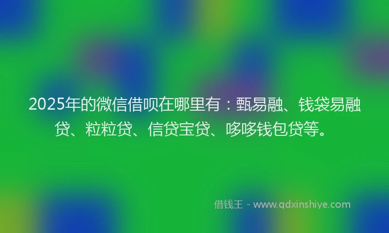 2025年的微信借呗在哪里有：甄易融、钱袋易融贷、粒粒贷、信贷宝贷、哆哆钱包贷等。