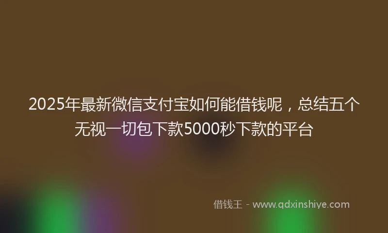2025年最新微信支付宝如何能借钱呢，总结五个无视一切包下款5000秒下款的平台