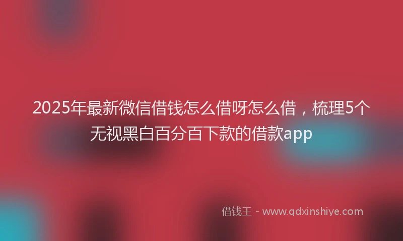 2025年最新微信借钱怎么借呀怎么借，梳理5个无视黑白百分百下款的借款app