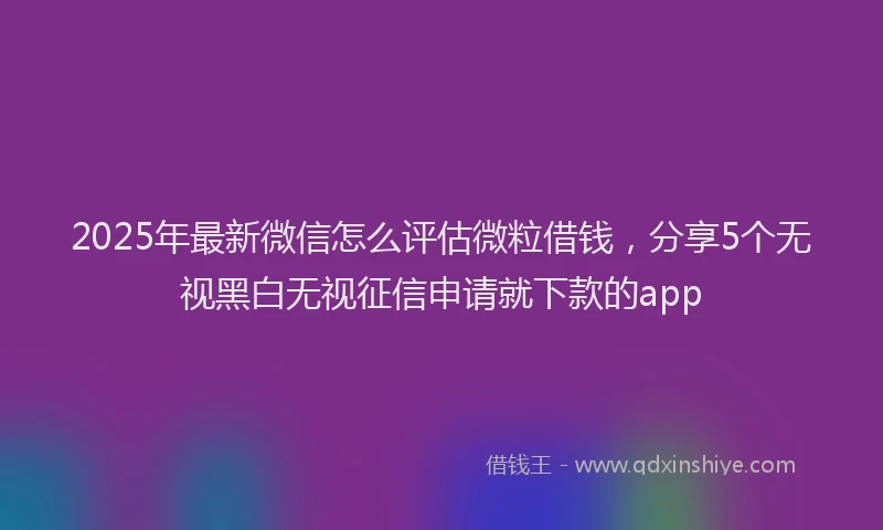 2025年最新微信怎么评估微粒借钱，分享5个无视黑白无视征信申请就下款的app