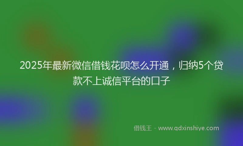 2025年最新微信借钱花呗怎么开通，归纳5个贷款不上诚信平台的口子