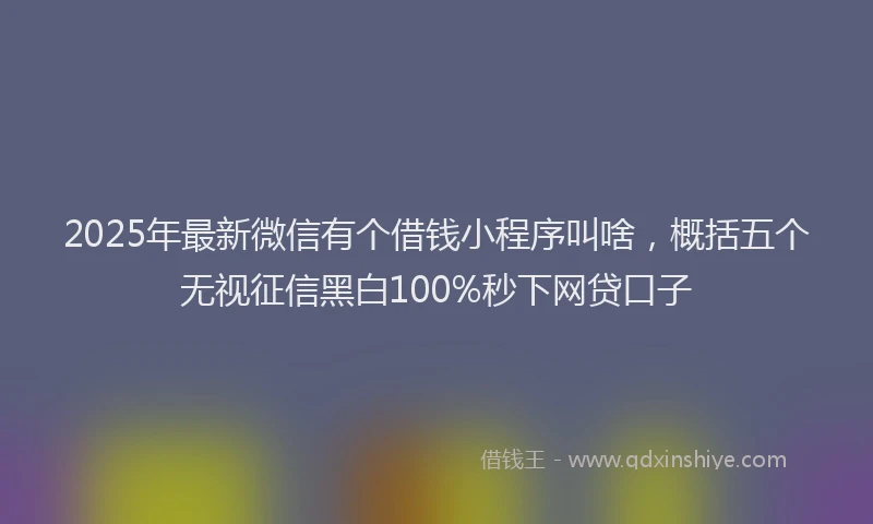 2025年最新微信有个借钱小程序叫啥，概括五个无视征信黑白100%秒下网贷口子