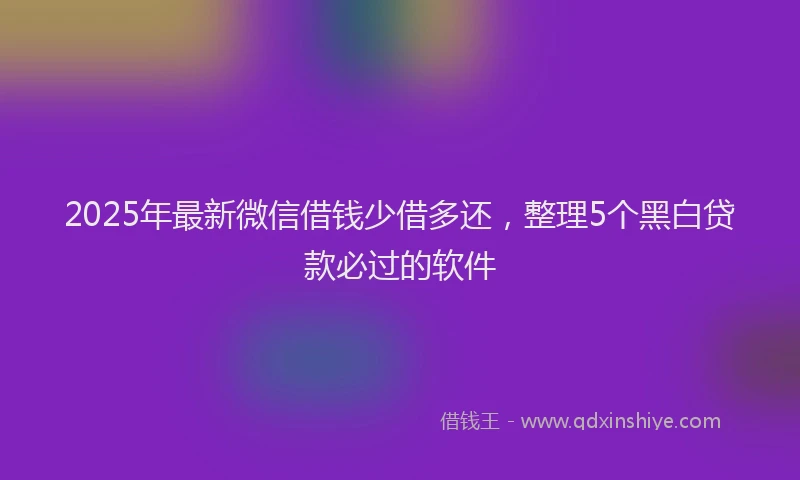 2025年最新微信借钱少借多还，整理5个黑白贷款必过的软件