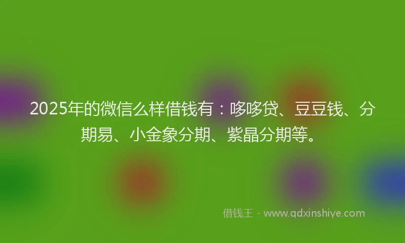2025年的微信么样借钱有：哆哆贷、豆豆钱、分期易、小金象分期、紫晶分期等。