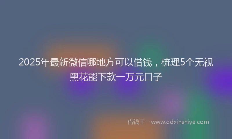 2025年最新微信哪地方可以借钱，梳理5个无视黑花能下款一万元口子