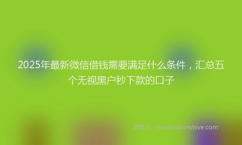 2025年最新微信借钱需要满足什么条件，汇总五个无视黑户秒下款的口子