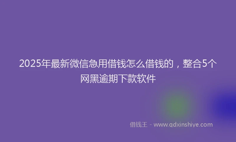 2025年最新微信急用借钱怎么借钱的，整合5个网黑逾期下款软件