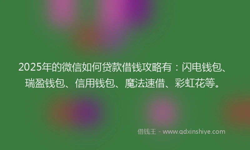 2025年的微信如何贷款借钱攻略有：闪电钱包、瑞盈钱包、信用钱包、魔法速借、彩虹花等。